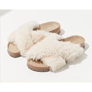 Papillio by Birkenstock Daytona Sandals Shearling Off White Ladies 9 NEW